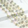 Natural Labradorite Faceted Roundel Beads Gold Plated Link Chain Length is 14 Inches and Size 4mm approx.